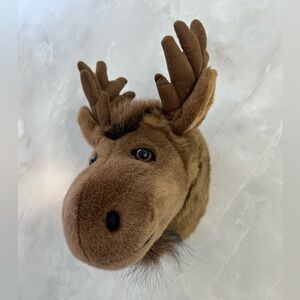 Moose Head Plush Wall Mount 10" Faux Taxidermy Stuffed Animal Brown Antlers